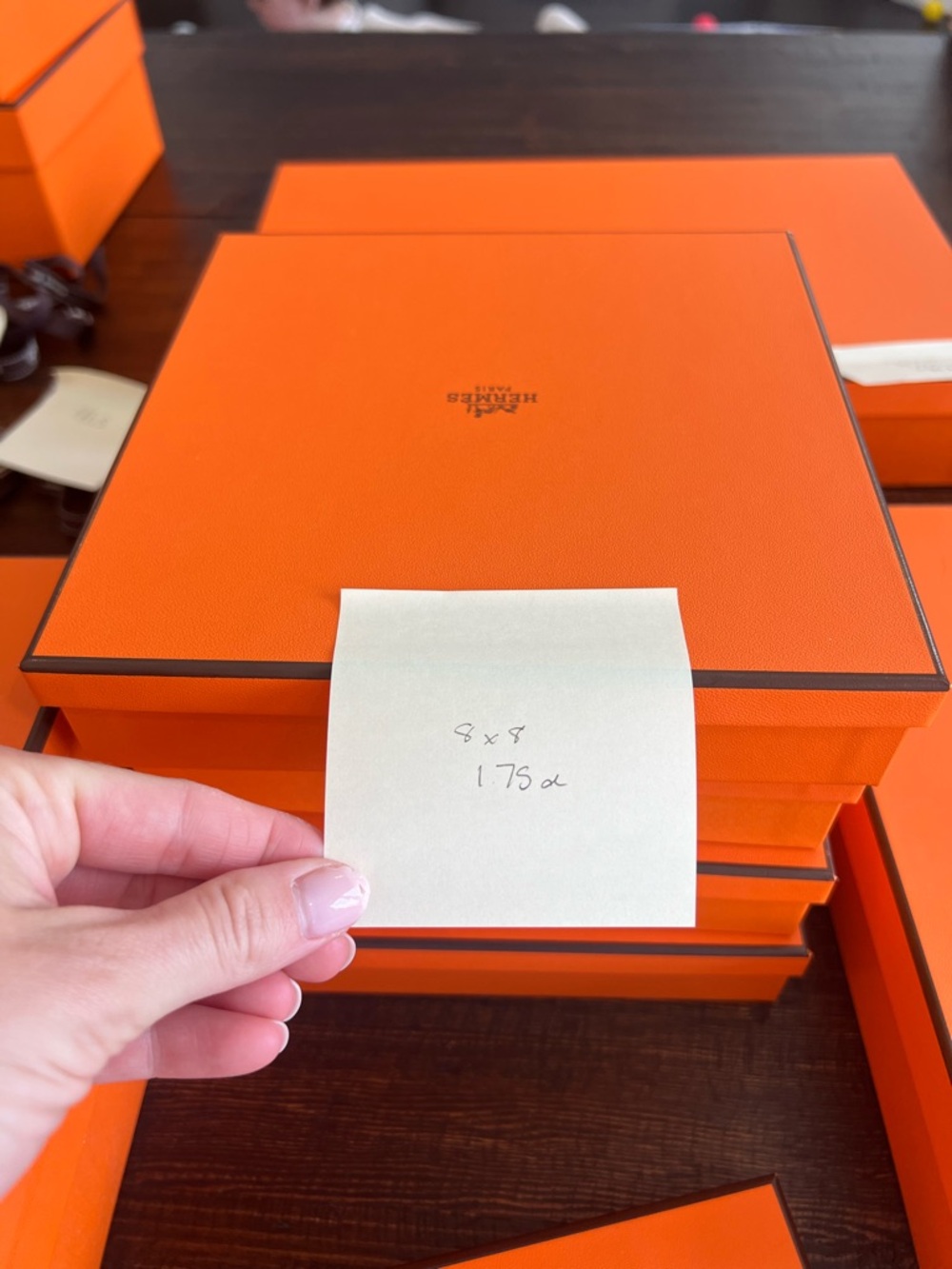 Hermes Orange Box with Dark Brown Trim